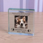 Dog Memorial We Love You Personalised Photo Engraved Glass Block Paperweight Dog Lovers Gift Pet Memorial Paw Prints Glass Dog Photo RIP