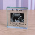 Personalised Gift "I Love You Already" Glass Token Photo Engraved Glass Block Paperweight Gift Glass Block Baby Scan Gift New Baby