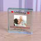 Personalised Mothers Day Gift "Happy First Mother's Day" Glass Token Gift For Mum on Mothers Day Gift For Mummy or Mother Paperweight