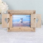 Driftwood Photo Frame With Heart Shutters Wooden Photo Frame