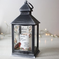 Personalised Robins Appear.. Memorial Black Lantern, Grave Marker, Memorial gift, In Memory, Candle, Remembrance, Black Lantern, Lamp