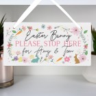 Personalised Easter Bunny Sign, Easter Sign, Easter Bunny Stop Here, Easter Celebration, Hanging Sign, Wooden Sign