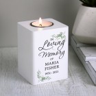 Personalised Memorial White Wooden Tea light Holder, Memorial Candle, Remembrance Candle, In Loving Memory