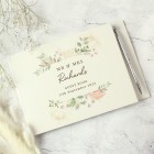 Personalised Floral Watercolour Hardback Guest Book & Pen, Wedding Guest Book