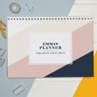 Personalised Free Text Navy & Blush A4 Desk Planner, Weekly Organiser, Daily Planner