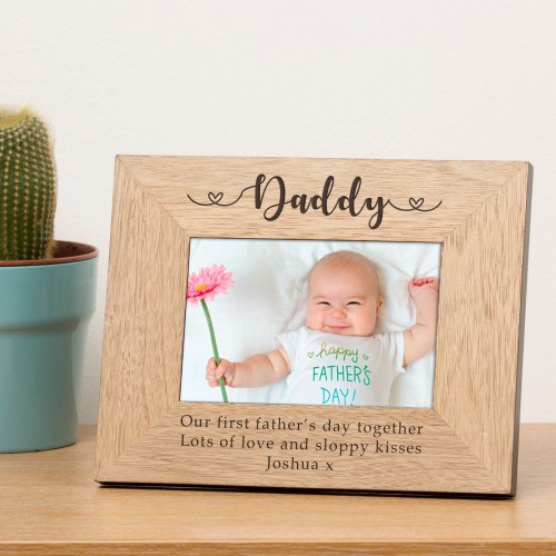 Personalised Daddy Wooden Photo Frame Gift Birthday Christmas Fathers Day Gift