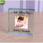 Personalised Fathers Day, First Fathers Day Together, Glass Token, Paperweight, Photo Gift