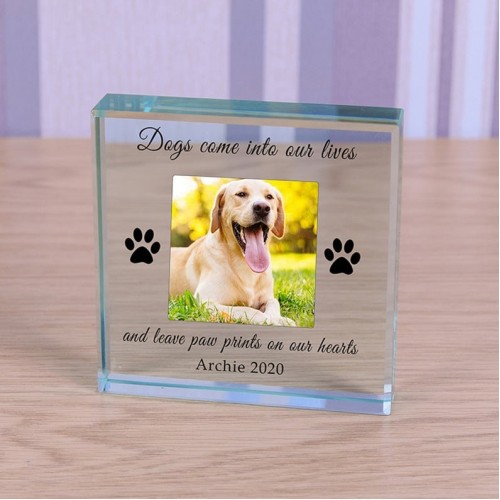 Personalised Glass Photo Upload Dog Memorial Keepsake Gift