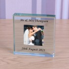 Personalised ANY MESSAGE Glass Token, Photo Upload Engraved Glass Block, Keepsake