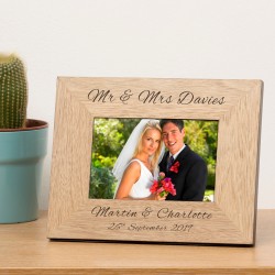 Personalised Wedding Wooden Photo Frame Gift Wedding Day Dad Gift Father Mother Partner Mr and Mrs, Mr and Mr, Mrs and Mrs