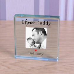 Personalised I / We Love Daddy Glass Token Photo Upload