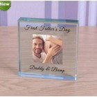 Personalised Fathers Day, First Fathers Day, Glass Token, Paperweight, Photo Gift