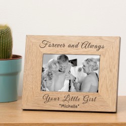 Personalised Forever and Always Your Little Girl Father of The Bride Wooden Photo Frame Gift Wedding Day Dad Gift