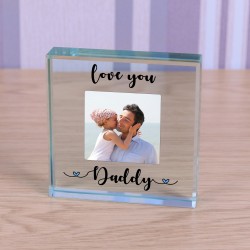 Personalised Love You Dad / Daddy Glass Token Photo Upload