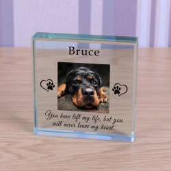 Personalised Pet Memorial Photo Upload Never Leave My Heart Glass Token