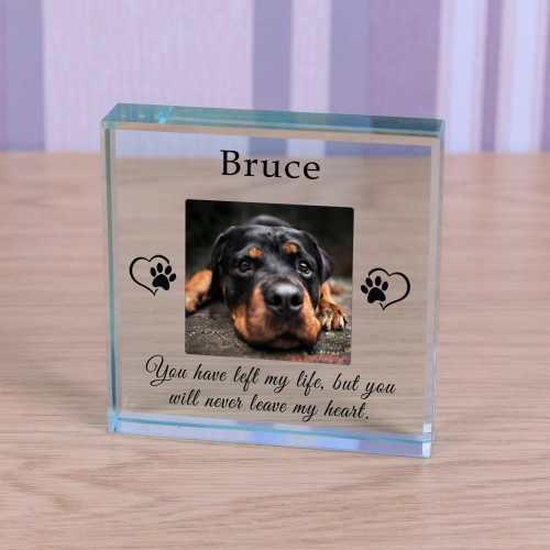 Personalised Pet Memorial Dog / Cat Photo Engraved Glass Block Paperweight Cat Lover Gift Pet Memorial Glass Dog Lover Photo Block Remember