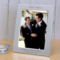 Personalised Engraved Best Man Silver Plated Photo Frame Grooms Best Man Gift Wedding Day Gift