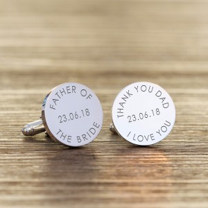 Personalised Engraved Mens Cufflinks Father Of The Bride or Groom Thankyou Dad Cufflinks Mens Gift Cufflinks Mens Wedding Jewellery Gift