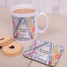 Personalised Mug and Coaster Set Favourite Football Team Ground Gift For Him Football Lovers Gift Christmas, Birthday, Fathers Day, Easter