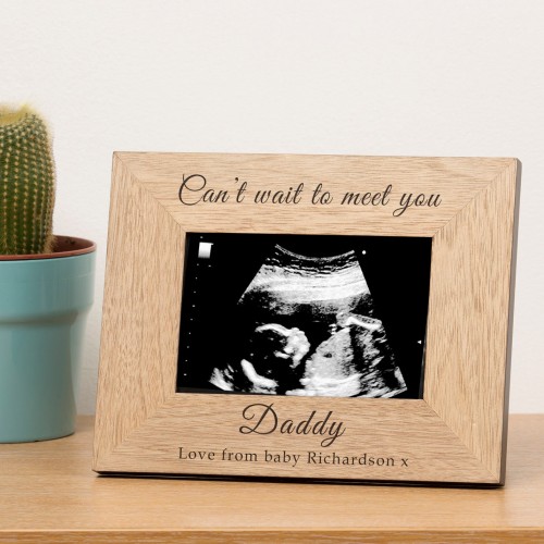 Personalised Cant Wait To Meet You Wooden Photo Frame Gift New Dad Gift Grandparents Gift New Baby Gift Dad to Be