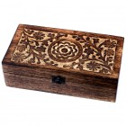 Essential Oils Box Aromatherapy Boxes, Carved Floral Wooden Box, Essential Oil Storage, Crystal Storage Box, Mango Wood Box Unique Gift