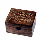 Essential Oils Box Aromatherapy Boxes, Carved Floral Wooden Box, Essential Oil Storage, Crystal Storage Box, Mango Wood Box Unique Gift