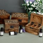 Essential Oils Box Aromatherapy Boxes, Carved Floral Wooden Box, Essential Oil Storage, Crystal Storage Box, Mango Wood Box Unique Gift