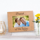 Personalised Gift Any Name Love You To The Moon and Back Wooden Photo Frame Gift Birthday Christmas Fathers Day Anniversary