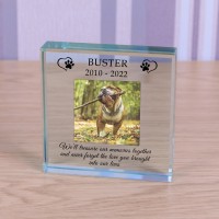 Dog Memorial Memories Personalised Photo Engraved Glass Block Paperweight Dog Lovers Gift Pet Memorial Paw Prints Glass Dog Photo RIP