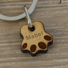 Pet Keyring Personalised Cherry Wood Paws