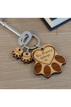 Custom Dog Keychain Personalised Dog Keyring Paw Pet Names Wooden Cherry Wood Key Ring Dog Lovers Gift Christmas Gift Doggy Mothers Day