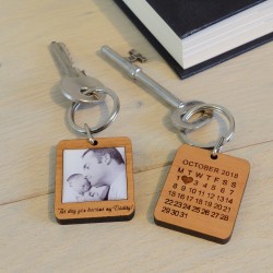 Custom Keychain The Day You Became My Daddy Personalised Gift New Dad or Daddy Gift Baby Photo Wooden Key Ring New Baby Gift For Him