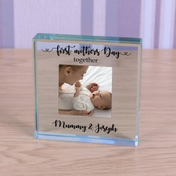 Personalised Mothers Day Gift "First Mothers Day Together" Glass Token Gift For Mum on Mothers Day Gift For Mummy or Mother Paperweight