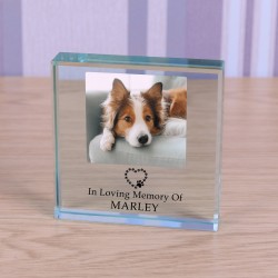 Dog Memorial In Memory Of Personalised Photo Engraved Glass Block Paperweight Dog Lovers Gift Pet Memorial Paw Prints Glass Dog Photo RIP