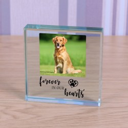 Pet Memorial Forever In Our Hearts Personalised Photo Upload Glass Token Keepsake