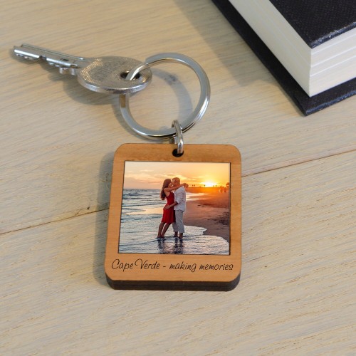 Custom Keychain Personalised Polaroid Style Photo Gift With Message Gift Wedding Gift Photo Wooden Key Ring Gift For Couple Baby Scan