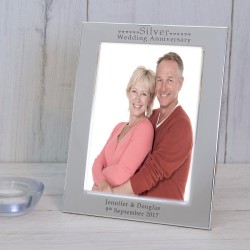 Personalised Engraved Silver Wedding Anniversary Photo Frame 25th