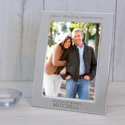 Personalised Engraved Silver Wedding Anniversary Photo Frame 25th