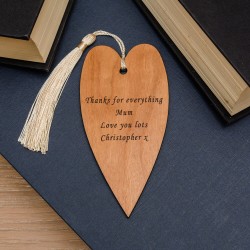 Personalised Gift For Mum Wooden Bookmark & Tassle Heart Shaped Any Message Gift For Mum on Mothers Day Gift For Mummy or Mother