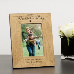 Personalised Mothers Day Gift Happy Mothers Day Wooden Photo Frame 6 x 4 Gift For Mum on Mothers Day Gift For Mummy or Mother