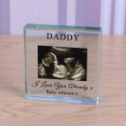 Personalised Gift "I Love You Already" Glass Token Photo Engraved Glass Block Paperweight Gift Glass Block Baby Scan Gift New Baby