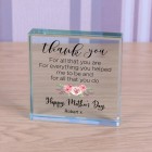 Personalised Gift For Mum "Thankyou" Glass Token Gift For Mum on Mothers Day Gift For Mummy or Mother Paperweight