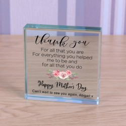 Personalised Gift For Mum "Thankyou" Glass Token Gift For Mum on Mothers Day Gift For Mummy or Mother Paperweight