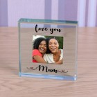 Personalised Mothers Day Gift "Love You Mum / Mummy" Glass Token Gift For Mum on Mothers Day Gift For Mummy or Mother