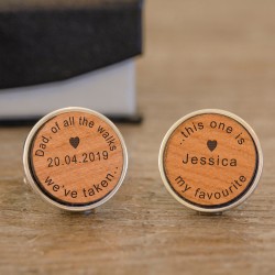 Personalised Engraved Mens Cufflinks Cherry Wood Dad Of All The Walks Wedding Jewellery Wedding Cufflinks Father Of The Bride