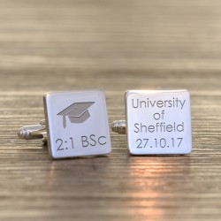 Personalised Engraved Square Cufflinks Graduation Gift Mens Cufflinks Gift Mens University Gift Jewellery Gift Cufflinks Graduation