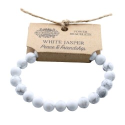 Gemstone White Jasper Power Bracelet Bead Jewellery Men Bracelet Women Bracelet Expanding Healing Bracelet Yoga Bracelet Gift Power