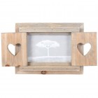 Driftwood Photo Frame With Heart Shutters Wooden Photo Frame