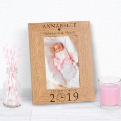 Personalised Newborn Welcome To The World Photo Frame Gift Keepsake Engraved Birth New Born Baby Christening