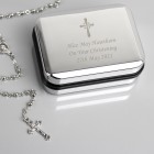 Personalised Rosary Beads and Cross Trinket Box